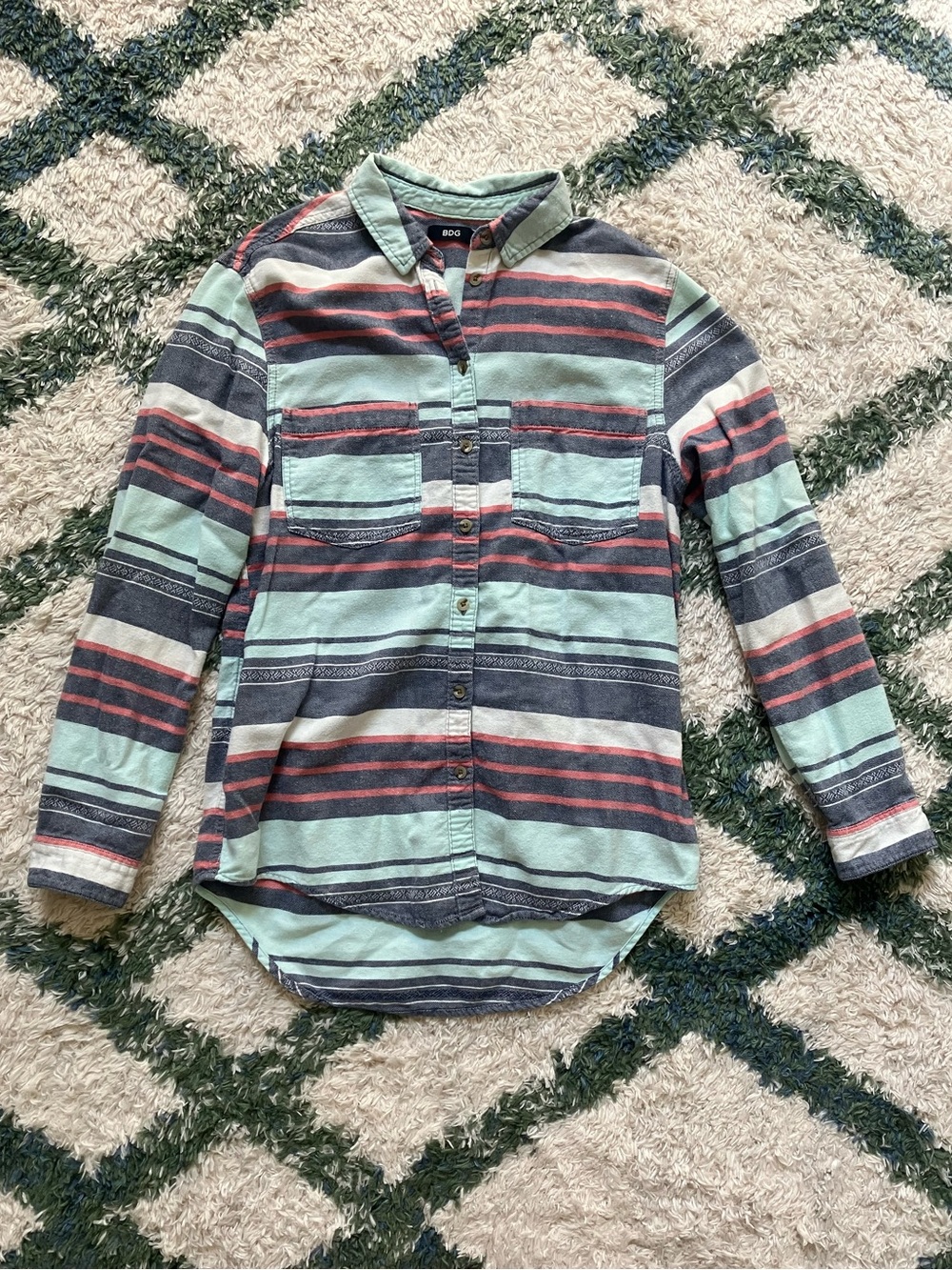 BDG Flannel Striped Button-Down